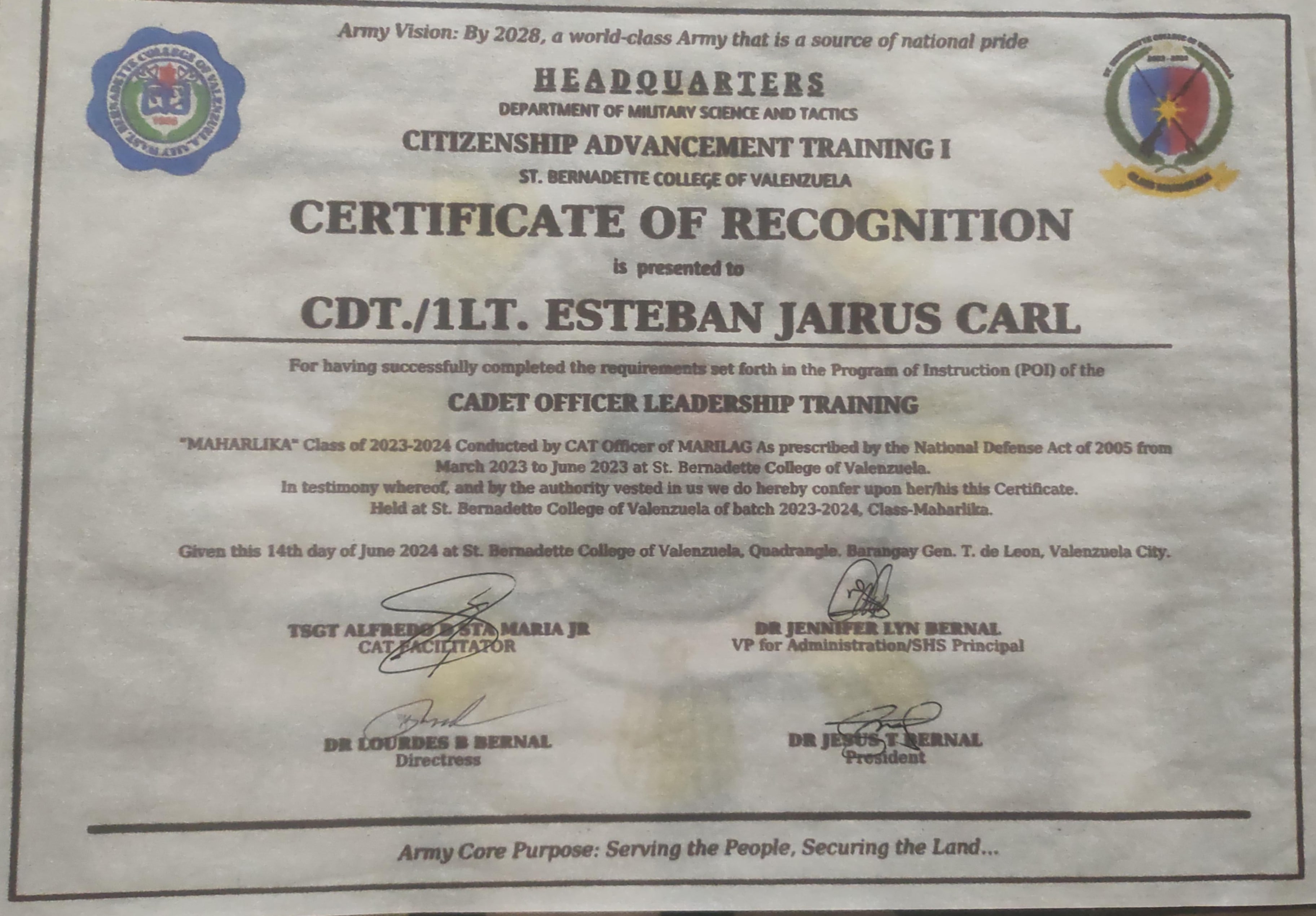Certificate: CAT
