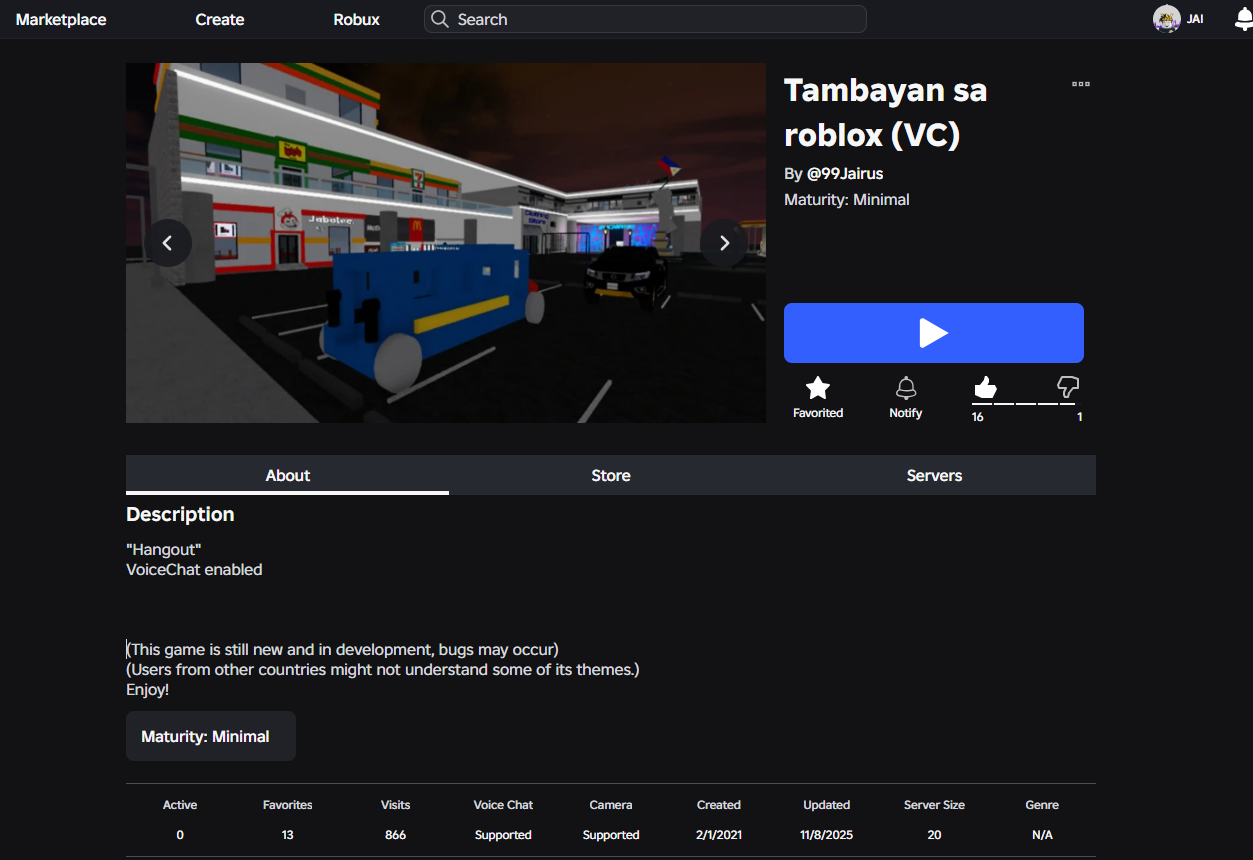 Tambayan sa Roblox game screenshot